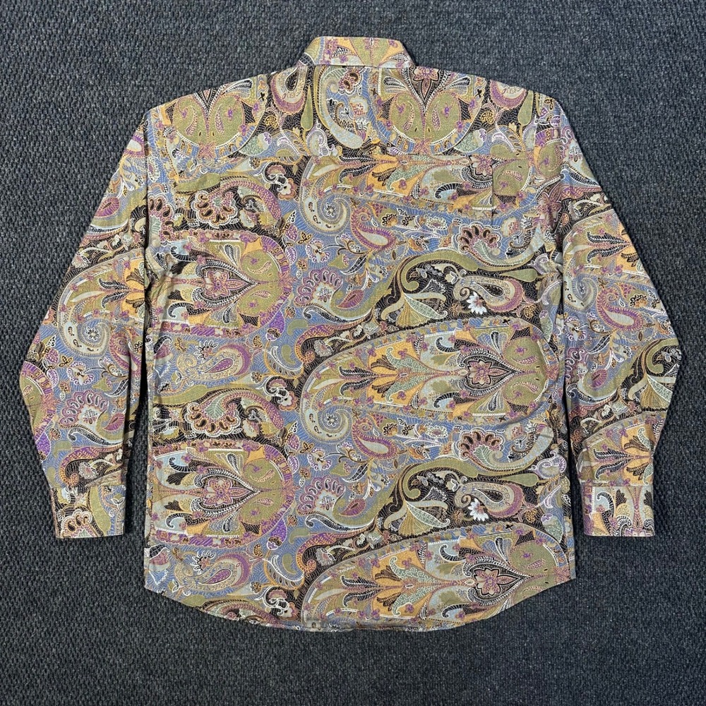 Alan Flasser Paisley Shirt Men Large Multicolor Long Sleeve Cotton Button Up - Picture 7 of 13
